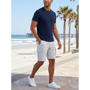 Nwt Mens Flex Cargo Comfort Stretch Waistband Grey Shorts Size 40w Msrp $50